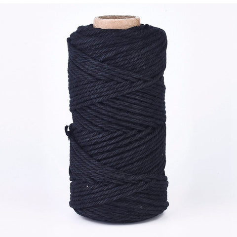 BLACK ROLL 100 METERS Cotton String Threads, Macrame Cord, 3mm Cotton String Threads, Macrame Cord, 3mm