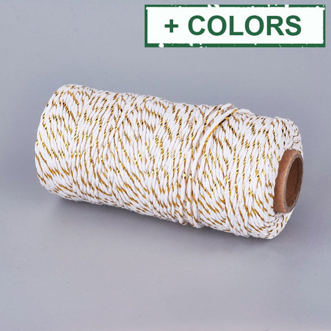 Cotton String Threads, Macrame  with Gold Wire, 1~1.5mm Cotton String Threads, Macrame  with Gold Wire, 1~1.5mm