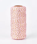 PINK Cotton String Threads, Macrame  with Gold Wire, 1~1.5mm Cotton String Threads, Macrame  with Gold Wire, 1~1.5mm