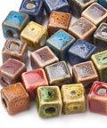 (CP6646A) MIX COLORS (CP6646X) Handmade Porcelain Beads, Fancy Antique Glazed Style, Cube, Mixed Color Size: about 10MM, Hole 4mm (6 PCS) (CP6646X) Handmade Porcelain Beads, Fancy Antique Glazed Style, Cube, Mixed Color Size: about 10MM, Hole 4mm (6 PCS)