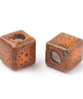 (CP6646C) DARK ORANGE (CP6646X) Handmade Porcelain Beads, Fancy Antique Glazed Style, Cube, Mixed Color Size: about 10MM, Hole 4mm (6 PCS) (CP6646X) Handmade Porcelain Beads, Fancy Antique Glazed Style, Cube, Mixed Color Size: about 10MM, Hole 4mm (6 PCS)