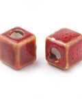 (CP6646D) RED (CP6646X) Handmade Porcelain Beads, Fancy Antique Glazed Style, Cube, Mixed Color Size: about 10MM, Hole 4mm (6 PCS) (CP6646X) Handmade Porcelain Beads, Fancy Antique Glazed Style, Cube, Mixed Color Size: about 10MM, Hole 4mm (6 PCS)