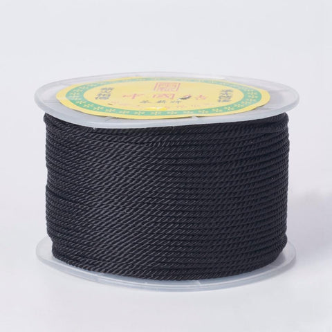 BLACK 50 YARDS ROLL (CP7855-21) (CP7855-X) Round Polyester Cords, Milan Cords/Twisted Cords,1.5~2mm (50yards or 5 MTRS) (CP7855-X) Round Polyester Cords, Milan Cords/Twisted Cords,1.5~2mm (50yards or 5 MTRS)