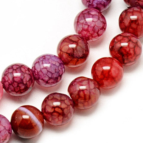 CRIMSON Natural Dragon Vein Agate Beads, Dyed, Round, 8mm Natural Dragon Vein Agate Beads, Dyed, Round, 8mm