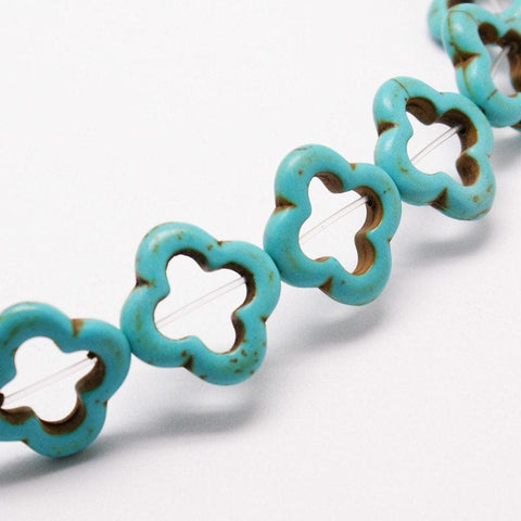 Cross Synthesis Turquoise Beads Strands, Dyed, Turquoise 19MM (CR5155) Cross Synthesis Turquoise Beads Strands, Dyed, Turquoise Size: about 19mm wide, 19mm long, 4mm thick, hole: 1mm; about 20pcs/strand, 15.7".