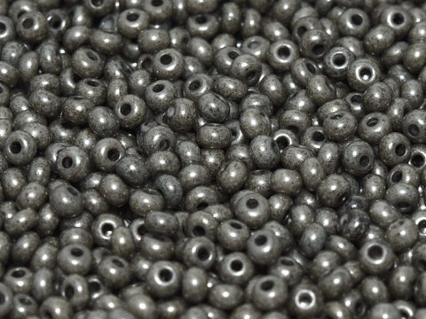 (CSB6-03050-14449) CZECH SEED BEADS 6-0 CHALK WHITE GREY LUSTER  (25 GMS) CZECH SEED BEADS 6/0 CHALK WHITE GREY LUSTER