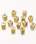 Cube Acrylic Beads, Golden, (choose letters)  about 6mm in diameter, hole: 3mm Cube Acrylic Beads, Golden, (choose letters)  about 6mm in diameter, hole: 3mm