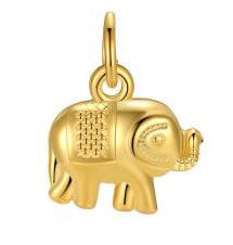 18KT YELLOW GOLD Cute Animal Elephant Bell DIY 925 Sterling Silver Charm Cute Animal Elephant Bell DIY 925 Sterling Silver Charm