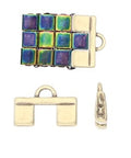 (CYM-TL-012362-AB) CYMBAL PIPERI II-TILA BD ENDING ANT. BRASS PLATE (2 PCS) CYMBAL METAL BEADS