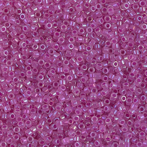(DB1744) MIYUKI DELICA 11/0 FUCHSIA LINED OPAL AB (5 GMS) (DB1744) MIYUKI DELICA 11/0 FUCHSIA LINED OPAL AB (5 GMS)