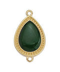 (GQ6436B) GREEN Drop motif with grains 27mm with 2 rings 26.8MM (2 PCS) Drop motif with grains 27mm with 2 rings 16.1 x 26.8MM
