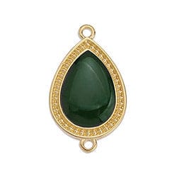 (GQ6436B) GREEN Drop motif with grains 27mm with 2 rings 26.8MM (2 PCS) Drop motif with grains 27mm with 2 rings 16.1 x 26.8MM