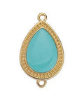 (GQ6436D) AQUA) Drop motif with grains 27mm with 2 rings 26.8MM (2 PCS) Drop motif with grains 27mm with 2 rings 16.1 x 26.8MM