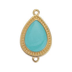 (GQ6436D) AQUA) Drop motif with grains 27mm with 2 rings 26.8MM (2 PCS) Drop motif with grains 27mm with 2 rings 16.1 x 26.8MM
