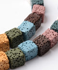 MIXED Dyed & Natural Lava Bead Strands, Cube, Mixed Color Size: about 8~9mm wide Dyed & Natural Lava Bead Strands, Cube, Mixed Color Size: about 8~9mm wide, 8~9mm long, 8~9mm thick, hole: 1mm, about 43pcs/strand,