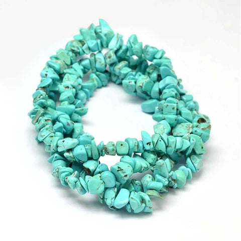 Dyed Natural Turquoise Chips Beads Strands, Dark Turquoise, 5~10mm Dyed Natural Turquoise Chips Beads Strands, Dark Turquoise, 5~10mm