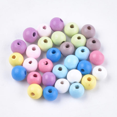 Dyed Natural Wood Beads, Round, Mixed 10mm Dyed Natural Wood Beads, Round, Mixed 10mm