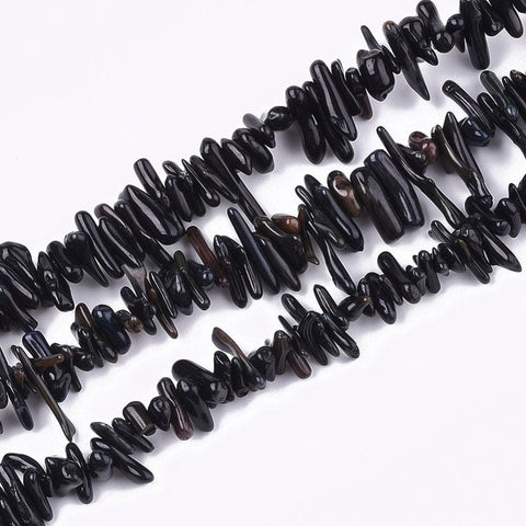 Dyed Sea Bamboo Imitation Coral Chips, Black, 4~16x1.5~7mm Sea Bamboo Coral(Imitation Coral) Beads Strands, Dyed, Chip, Black Size: about 4~16mm long, 1.5~7mm wide, 1~5mm thick, hole: 0.5~0.8mm; about 196~205pcs/strand