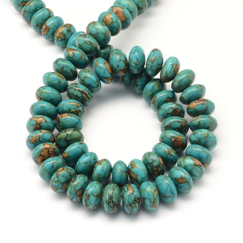 Dyed Synthetic Turquoise Abacus Bead Strands, Turquoise Dyed Synthetic Turquoise Abacus Bead Strands, MediumTurquoise
