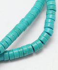 Dyed Synthetic Turquoise Beads Strands, Heishi Beads, Flat Round-Disc, Turquoise 8mm Dyed Synthetic Turquoise Beads Strands, Heishi Beads, Flat Round/Disc, Turquoise Size: about 8mm in diameter, 3.5mm thick, hole: 1mm; about 112pcs/strand, 15.7".