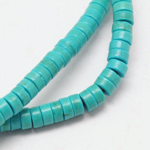 Dyed Synthetic Turquoise Beads Strands, Heishi Beads, Flat Round-Disc, Turquoise 8mm Dyed Synthetic Turquoise Beads Strands, Heishi Beads, Flat Round/Disc, Turquoise Size: about 8mm in diameter, 3.5mm thick, hole: 1mm; about 112pcs/strand, 15.7".