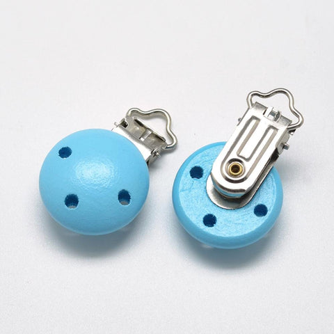 TURQUOISE Dyed Wood Baby Pacifier Holder Clips, 48x29mm wide Dyed Wood Baby Pacifier Holder Clips, 48x29mm wide