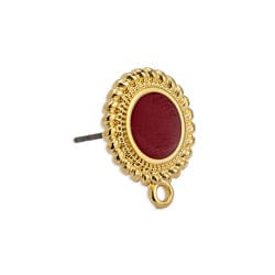 (GQE6820A) 24KT GOLD PLATED / RED Earring setting 8mm ethnic 1 ring and titanium pin (2 PCS) Earring setting 8mm ethnic 1 ring and titanium pin (2 PCS)