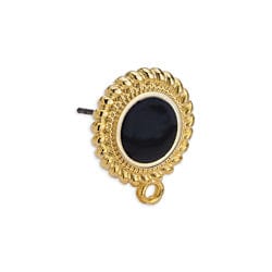 (GQE6820B) 24KT GOLD PLATED / BLACK Earring setting 8mm ethnic 1 ring and titanium pin (2 PCS) Earring setting 8mm ethnic 1 ring and titanium pin (2 PCS)