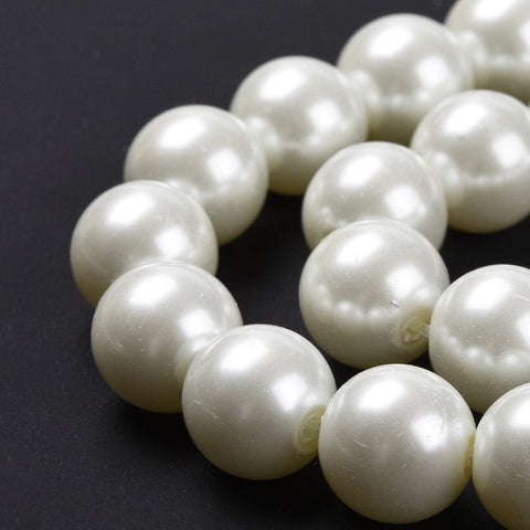Eco-Friendly Glass Pearl Bead Strands, Round, Dyed, White, 12mm, Hole: 1.2~1.5mm (1 STR) Eco-Friendly Glass Pearl Bead Strands, Round, Dyed, White, 12mm, Hole: 1.2~1.5mm (1 STR)