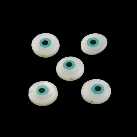 (EE4394) Evil Eye Natural Freshwater Shell Beads, Size: about 9~10mm (5 PCS) (EE4394) Evil Eye Natural Freshwater Shell Beads, Size: about 9~10mm (5 PCS)