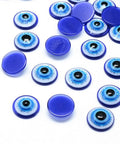 (EE4430-X) Glitter Resin Evil Eye Half round (+/- 50 pieces) Glitter Powder Resin Evil Eye Cabochons,