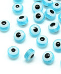(EE4445) Resin Beads, Flat Round, Evil Eye, LightSkyBlue Size: about 7.5~8mm in diameter Resin Beads, Flat Round, Evil Eye, LightSkyBlue Size: about 7.5~8mm in diameter, 5~6mm thick, hole: 1.8~2mm.
