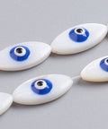 (EE7303A) Natural Shell Beads , with Enamel, Evil Eye, RoyalBlue  8x18mm (6 PCS) (EE7303A) Natural Shell Beads , with Enamel, Evil Eye, RoyalBlue  8x18mm (6 PCS)
