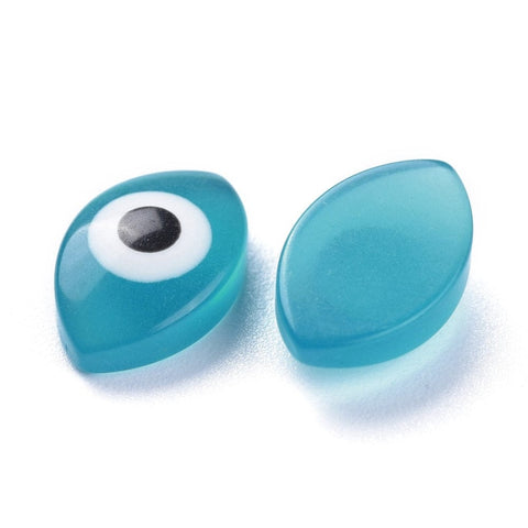 (EE8227-01) Resin Enamel Cabochons, Evil Eye, Light Blue  9.5x14.5mm (5 PCS) (EE8227-01) Resin Enamel Cabochons, Evil Eye, Light Blue  9.5x14.5mm (5 PCS)