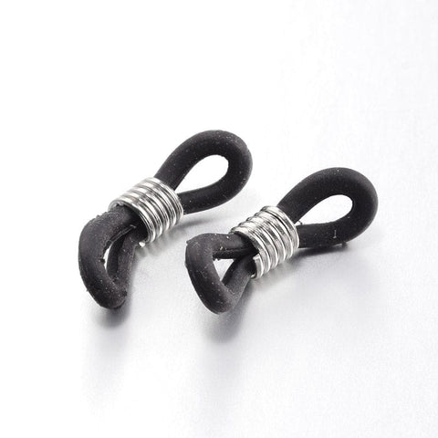 (EG5895) Silicone EyeGlass Holders, with Platinum Tone  (20 PCS) Silicone EyeGlass Holders, with Platinum Tone Iron Findings Size: about 6mm wide, 20mm long.
