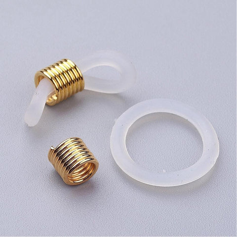 (EG8215-02G) Silicone EyeGlass Holders, with Iron Findings, White, Golden (10 PCS) (EG8215-02G) Silicone EyeGlass Holders, with Iron Findings, White, Golden (10 PCS)