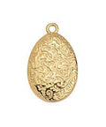 24KT GOLD PLATED Egg shape motif with relief pattern pendant 14x22mm Egg shape motif with relief pattern pendant
