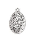 SILVER ANTIQUE Egg shape motif with relief pattern pendant 14x22mm Egg shape motif with relief pattern pendant