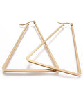 (EH6636A) 304 Stainless Steel Hoop Earrings, Triangle, Golden Size: about 58mm wide, 67~68mm long (EH6636A) 304 Stainless Steel Hoop Earrings, Triangle, Golden Size: about 58mm wide, 67~68mm long