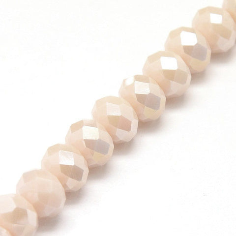 PEACH PUFF Electroplate Crystal Glass Rondelle Beads, AB, Faceted, 10x7mm Electroplate Crystal Glass Rondelle Beads, AB, Faceted, 10x7mm