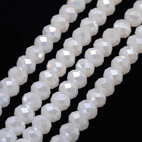 WHITE Electroplate Crystal Glass Rondelle Beads, AB, Faceted, 10x7mm Electroplate Crystal Glass Rondelle Beads, AB, Faceted, 10x7mm
