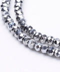 Electroplate Glass Bead Strands, Faceted, Rondelle, Silver Plated, 3x2mm Electroplate Glass Bead Strands, Faceted, Rondelle, Silver Plated Size: about 3mm in diameter, 2mm thick, hole: 0.5mm; about 193~195pcs/strand, 14.5".