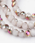 Electroplate Glass Bead Strands, Imitation Jade, Half Plated, Faceted, Rondelle, White 6mm Electroplate Glass Bead Strands, Imitation Jade, Half Plated, Faceted, Rondelle, White Size: about 6mm in diameter, 4mm thick, hole: 1mm; about 100pcs/strand, 15.7''