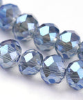 Electroplate Glass Beads, Faceted Rondelle, Blue, 2x3mm Electroplate Glass Beads, Faceted Rondelle, Blue, 2x3mm