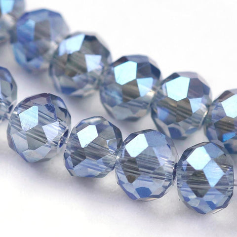 Electroplate Glass Beads, Faceted Rondelle, Blue, 2x3mm Electroplate Glass Beads, Faceted Rondelle, Blue, 2x3mm