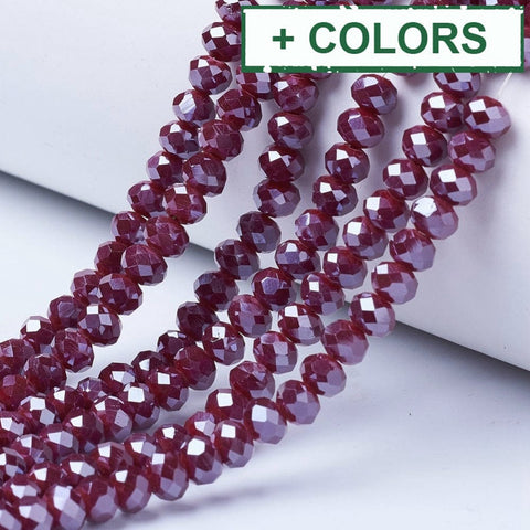 Electroplate Glass Beads, Pearl Luster Plated, Faceted, Rondelle, 4x3mm Electroplate Glass Beads, Pearl Luster Plated, Faceted, Rondelle, 4x3mm