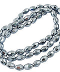 Electroplate Glass Beads, Silver Plated, Faceted Oval, Silver bead: 8mm Electroplate Glass Beads, Silver Plated, Faceted Oval, Silver bead: 8mm long,