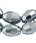 Electroplate Glass Beads, Silver Plated, Faceted Oval, Silver bead: 8mm Electroplate Glass Beads, Silver Plated, Faceted Oval, Silver bead: 8mm long,