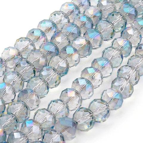 Electroplate Glass Beads Strands, Rainbow Plated, Faceted, Rondelle, Dark Turquoise 10x8mm Electroplate Glass Beads Strands, Rainbow Plated, Faceted, Rondelle, Dark Turquoise 10x8mm