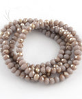 ROSY BROWN Electroplate Glass Faceted Abacus Bead Strands, Half Plated, (1 STR) ​​Electroplate Glass Faceted Abacus Bead Strands, Half Plated, RosyBrown